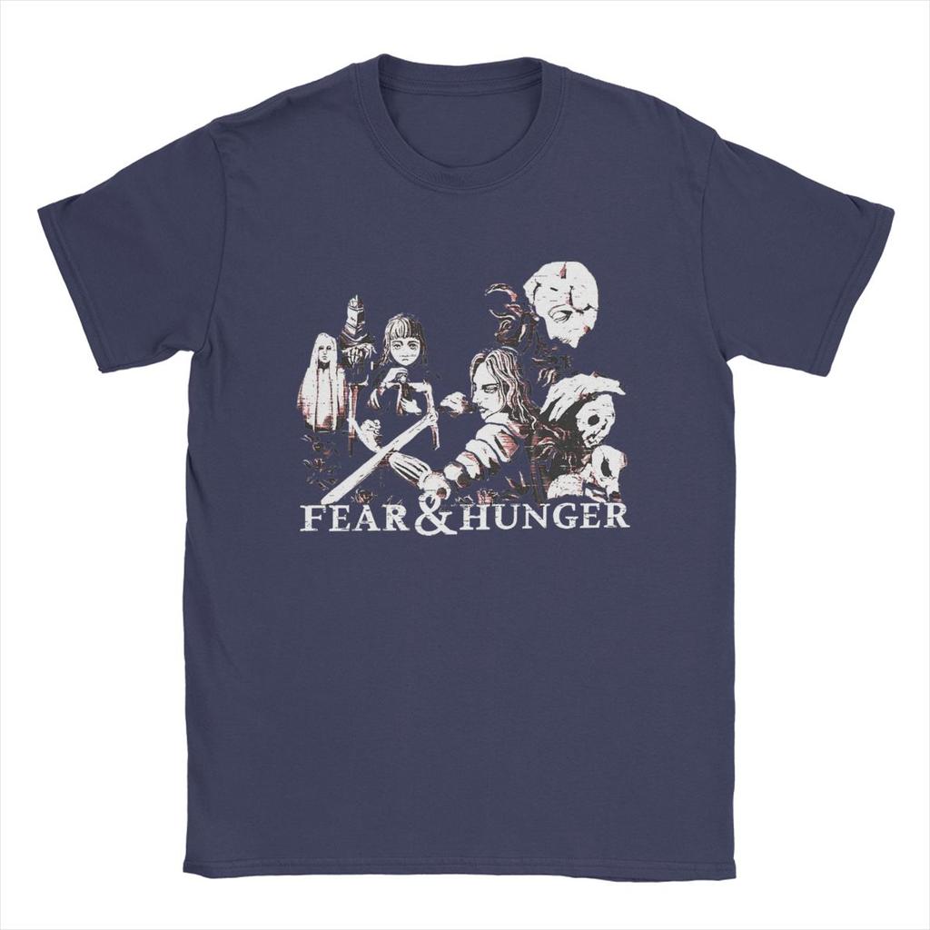 Men T-Shirts Fear And Hunger Funny Cotton Tees Short Sleeve T Shirt Round Collar Clothing Printed