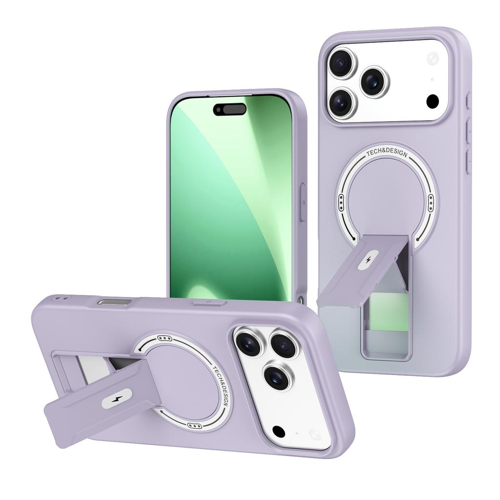 Magnetic Suction Phone Case for Apple iPhone 17 Pro Max Air 17E Skin Feel Foldable Stand Internal Flocking Shockproof Back Cover
