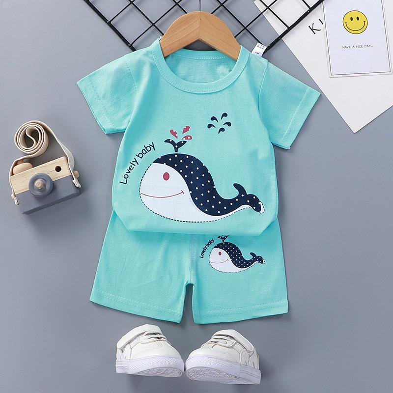 Baby Cartoon T Shirt Shorts Set With Soft Cotton For Children Ages 3 To 8