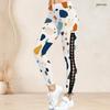 Damen Plus Size High Waist Bedruckte Leggings mit seitlicher Ösen-Schnürung, Vollbeinlänge, Eng anliegend