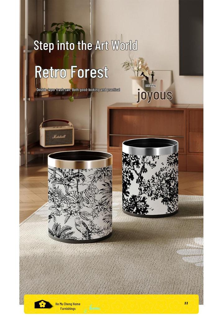 Hemu Cheng High-Capacity Lidless Double-Layer Trash Can for Home and Office