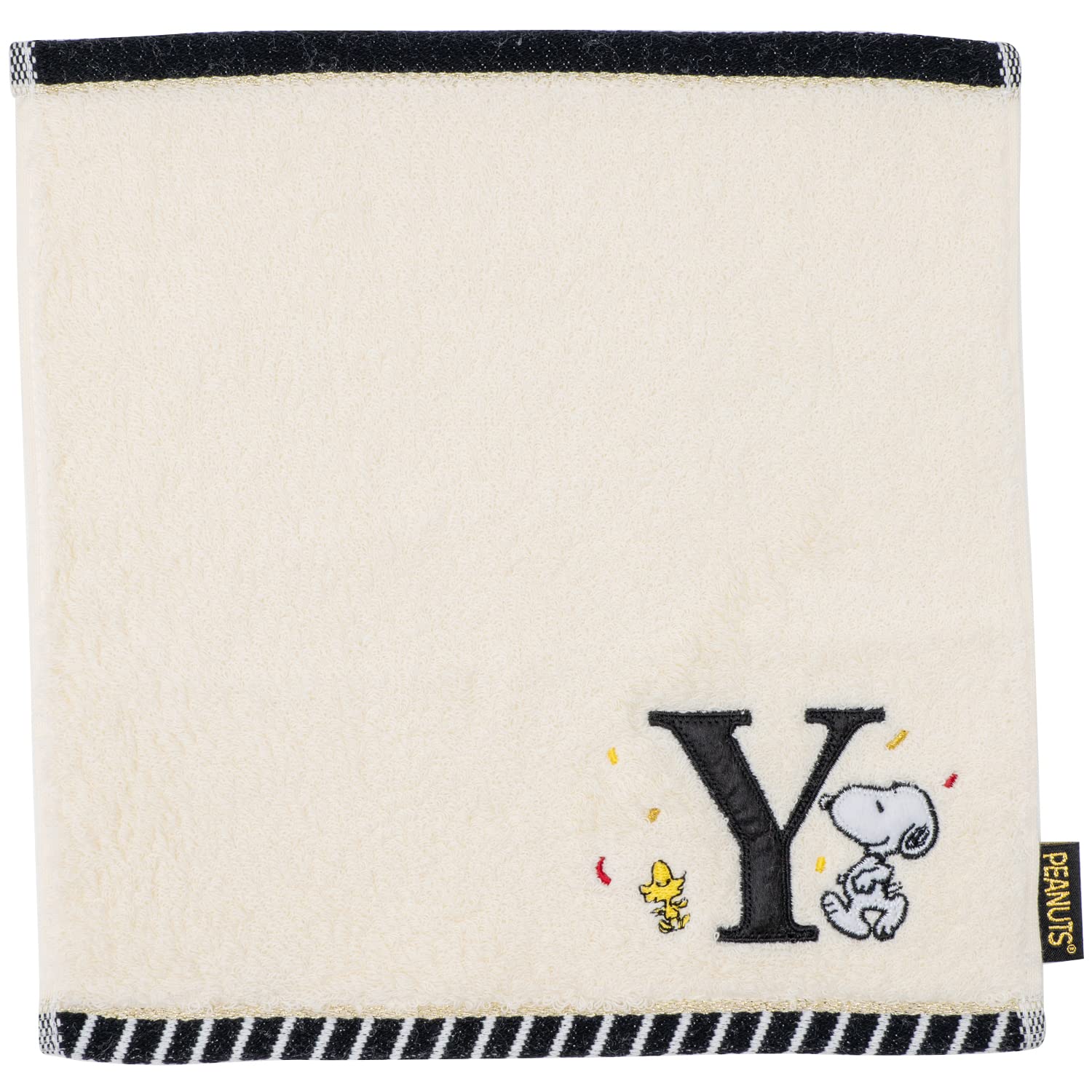 Tsujiseru Snoopy Mini Towel 25cm with embroidered initial White Y, белый