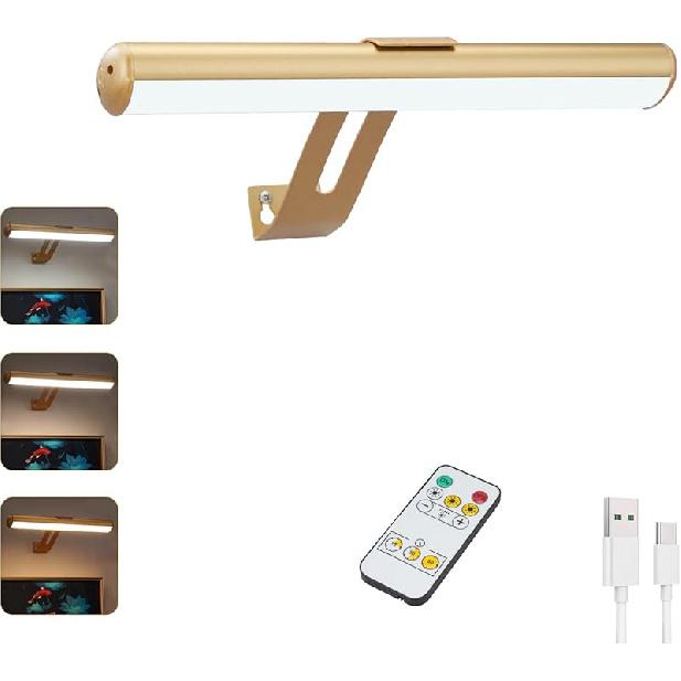 Picture Light 1 Pack, Battery Operated Picture Light with Remote, Rechargeable Picture Frame Light, 32 LED, 16 Color Changing, Art Light for