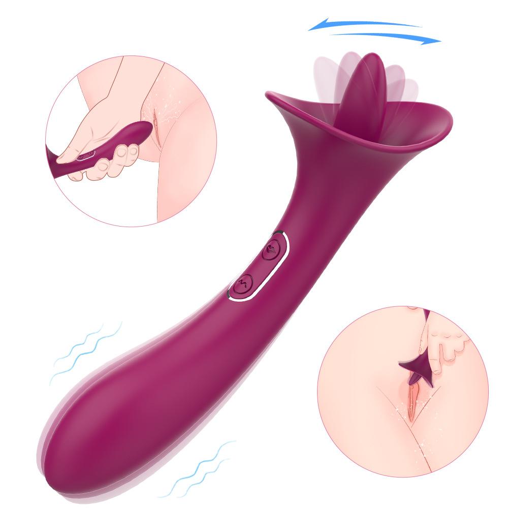 2 In 1 G-spot Vibrator Sex Toy for Women with Tongue Licking Nipples Clit Clitoris Stimulator Powerful Vibration Adults Toy