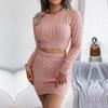 Two Piece Set Women Slim Solid Color Twist Knit Sweater And Hip Skirt Autumn Winter All Match For Ladies Sizes S-L