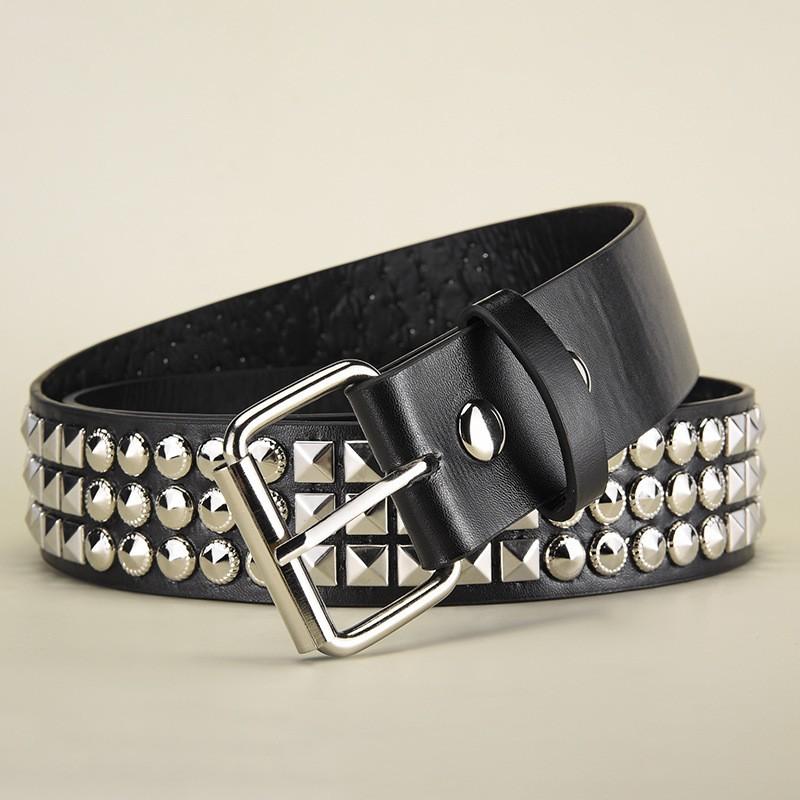 New rivet belt for women, heavy metal belt for men and women, Y2K belt, European and American punk style, rock jeans belt