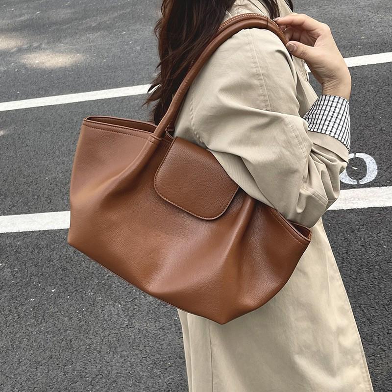 Borsa a Tote di Grande Capacità,Borsa a Spalla Sottobraccio da Pendolare Stile Ala Vintage Nuvola Pieghettata,Borsa a Mano da Donna Semplice Monocolore Retrò