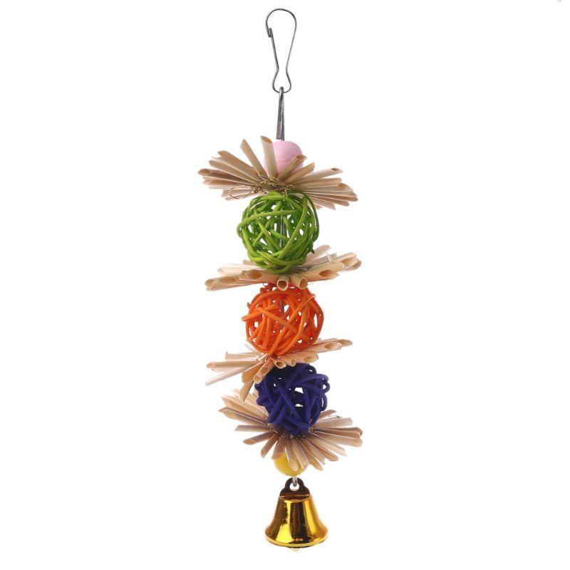 Parrot Chew Toy Rattan Balls with Bright Color Entertainment for Small Birds Cockatiel Finch