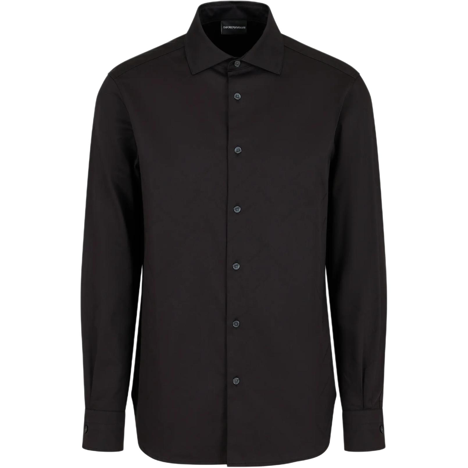 

Emporio Armani Solid Pattern Jacquard Single-Breasted Straight Long Sleeve Shirt Men shirts Black 6D1C86-1NIUZ-F019 XXL