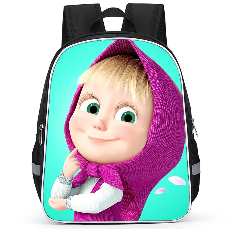 Masha And Bear School Bag Elementary School Cartoon High Definition Printing Large Capacity Zipper Oxford Lightweight Ridge Backpack
