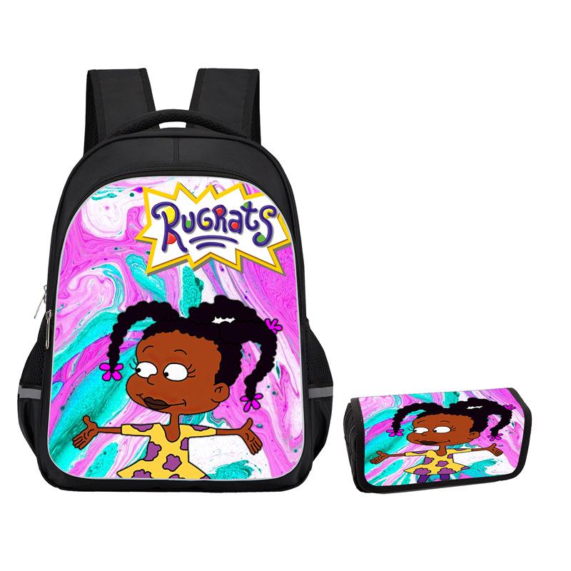 Rugrats High Definition Printing Oxford Leisure Spine Care Burden Reduction Storage Box Pencil Case Large Capacity Schoolbag