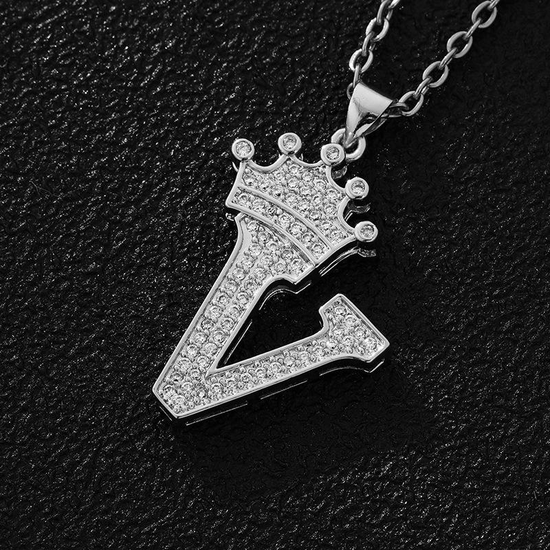 Fashion Luxury A-Z Crown Alphabet Pendant Chain Necklace Punk Style Lucky Initial Name  Best Party Wedding Birthday Gift