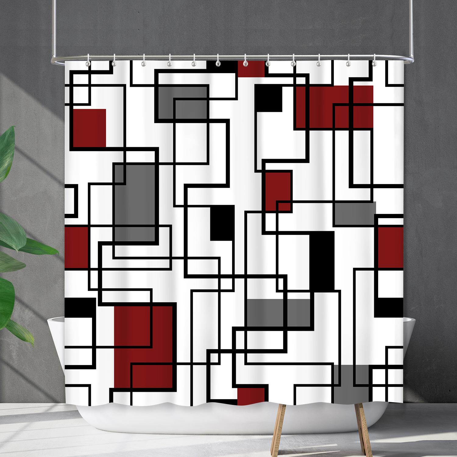 

Водонепроницаемая и устойчивая к плесени шторка для душа, линейная решетка, полосатая занавеска для ванной, перегородка для душа, без пробивания shower curtain 90*90