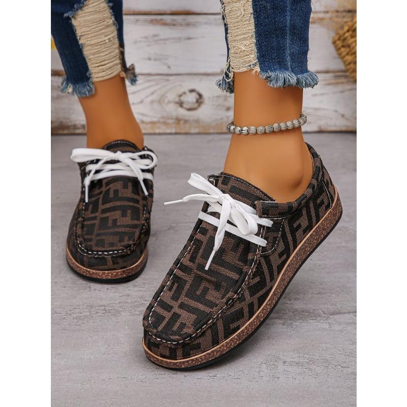 Plus Size Ethnic Style Lace-up Shoes Women's Low-top Letter Colorful Graffiti Canvas Flat Shoes