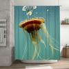 Delightful Jellyfish Shower Curtain Waterproof Fabric with Vibrant Colors for Bathroom Decorations In Green