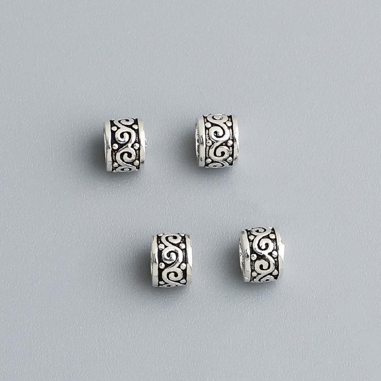 S925 Sterling Silver Cloud Pattern Barrel & Wheel Beads for DIY Jewelry Bracelet Necklace Spacer Accessories