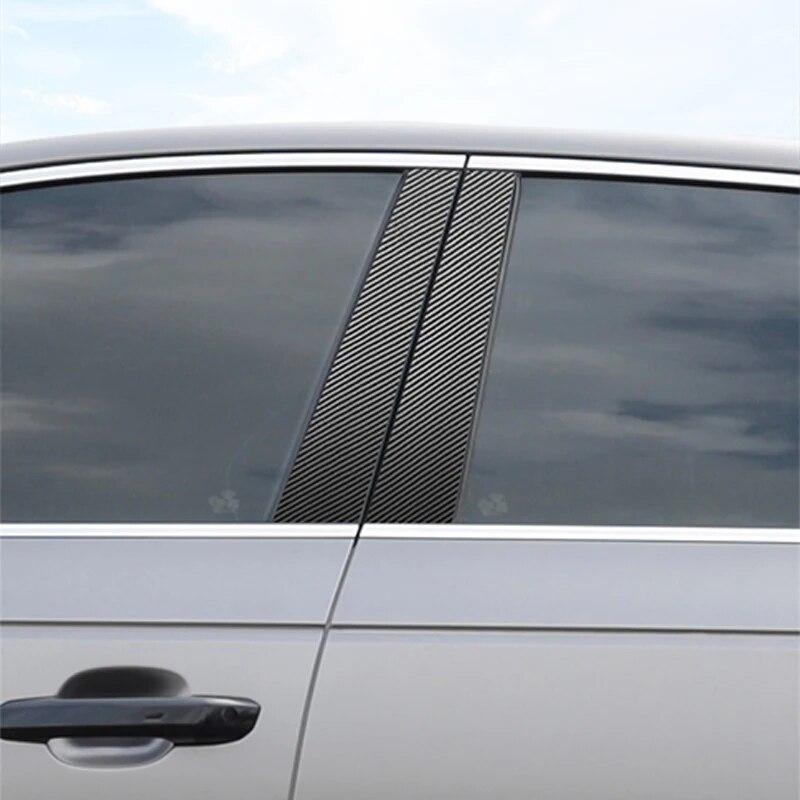 4pcs Carbon Fiber Car Window B-Pillar Trim Sticker For BMW GT F07 5 Series 2010-2017 Auto Door Pillars Accessories