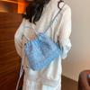 New small bag, portable texture bucket bag, fashionable weaving 2025 backpack, chain bag, women's woolen goods.