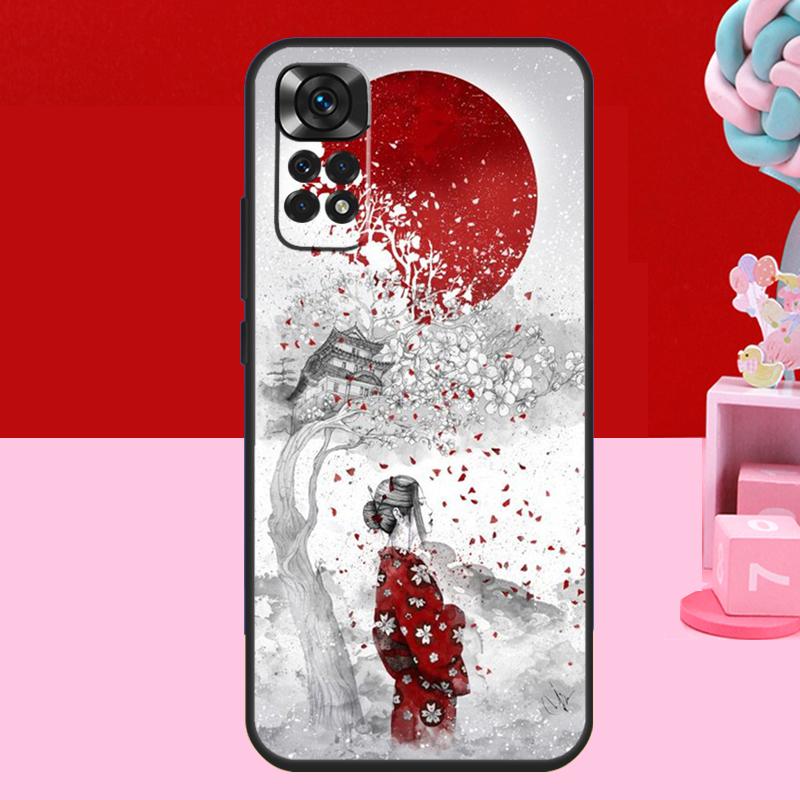 Japanese Geisha Case For Xiaomi Redmi Note 14 13 12 11 10 15 Pro Plus Redmi 15 C 13C 10C 12C 14C Soft Cover