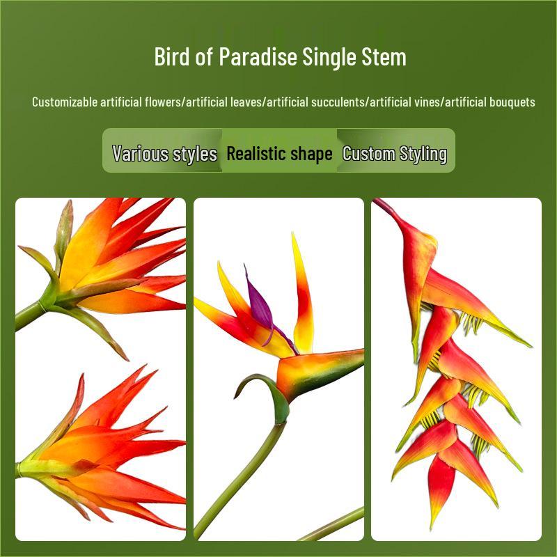 Phoenix Bird of Paradise 5-Head Green Plant Simulation - Large Decorative Branch for Home