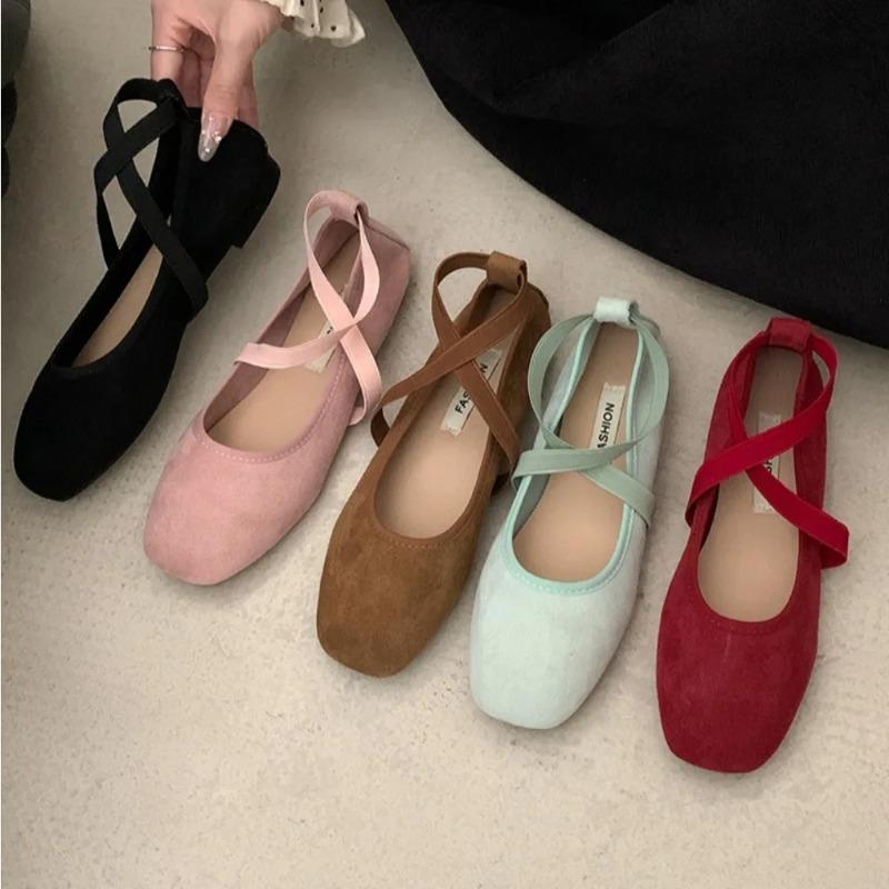 Flat Shoes Women Summer Pink Ballet Shallow Mouth Flats Sole Single Shoe Women's Soft Soled Mary Jane Shoes Pumps Zapatos