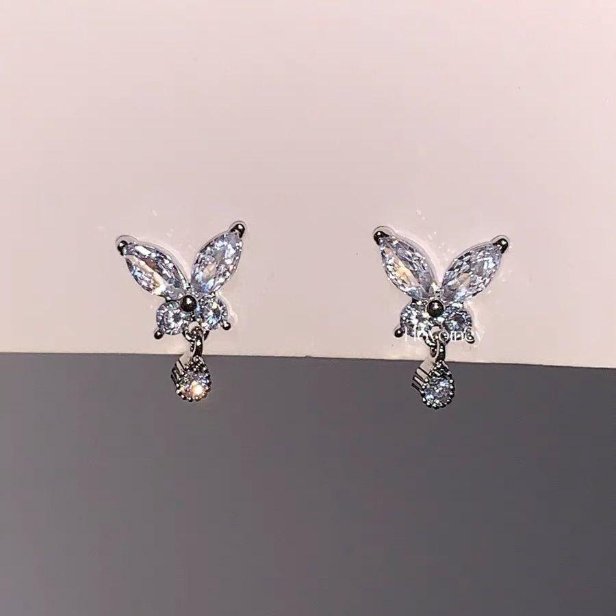 Легкая Роскошь Супер Искрящиеся Серьги-Бабочки 1 pair