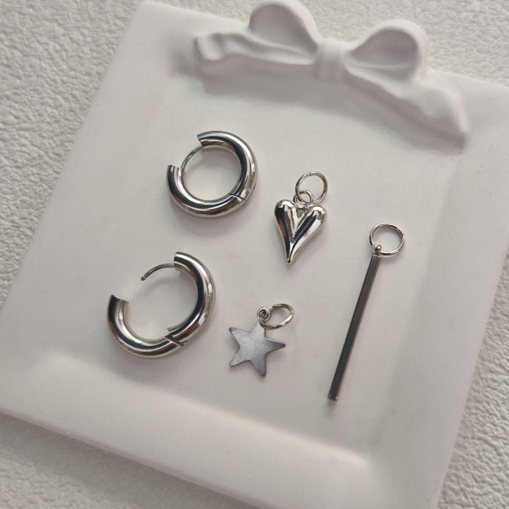 2Pcs Stainless Steel Chain Hoop Earrings Piercing Earrings  Ear Jewelry Accessories