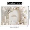 2D Minimalist White Birthday Backdrop Floral Balloon Photo Booth Background Banner