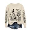 Women's Halloween Print Sweatshirt Loose Fit Casual Pullover Top for Fall and Winter