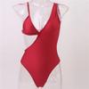 Women's Swimsuit Solid Color Cutout One Piece Sexy Bikini Brazilian Beachwear