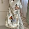 Retro Plaid Women's Tote Shoulder Bag Large Capacity Ladies Cute Dog Shopping Bags Casual Double-sided Female Corduroy Handbags