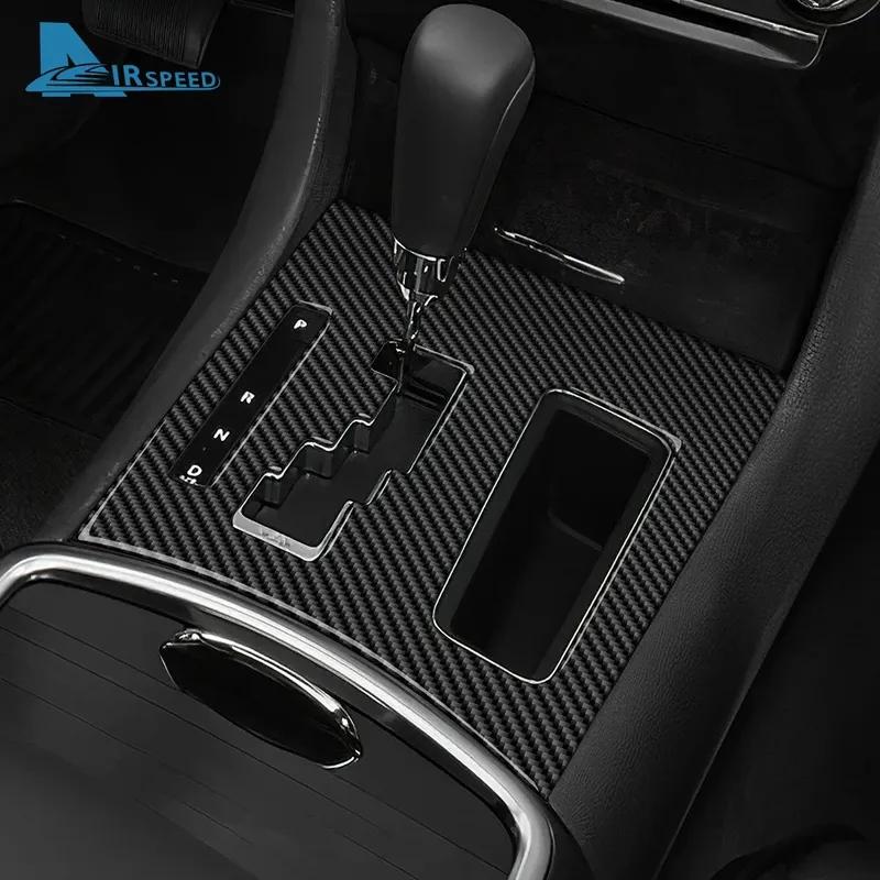 Car Central Control Gear Panel Accessories Real Soft Carbon Fiber Sticker LHD RHD For Chrysler 300 300C 2011 2012 2013 2014