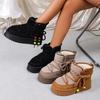 Thick-soled Cross-strap Autumn and Winter New Fashionable Velvet Thickened Thermal Short Tube One-pedal Lace-up Snow Boots