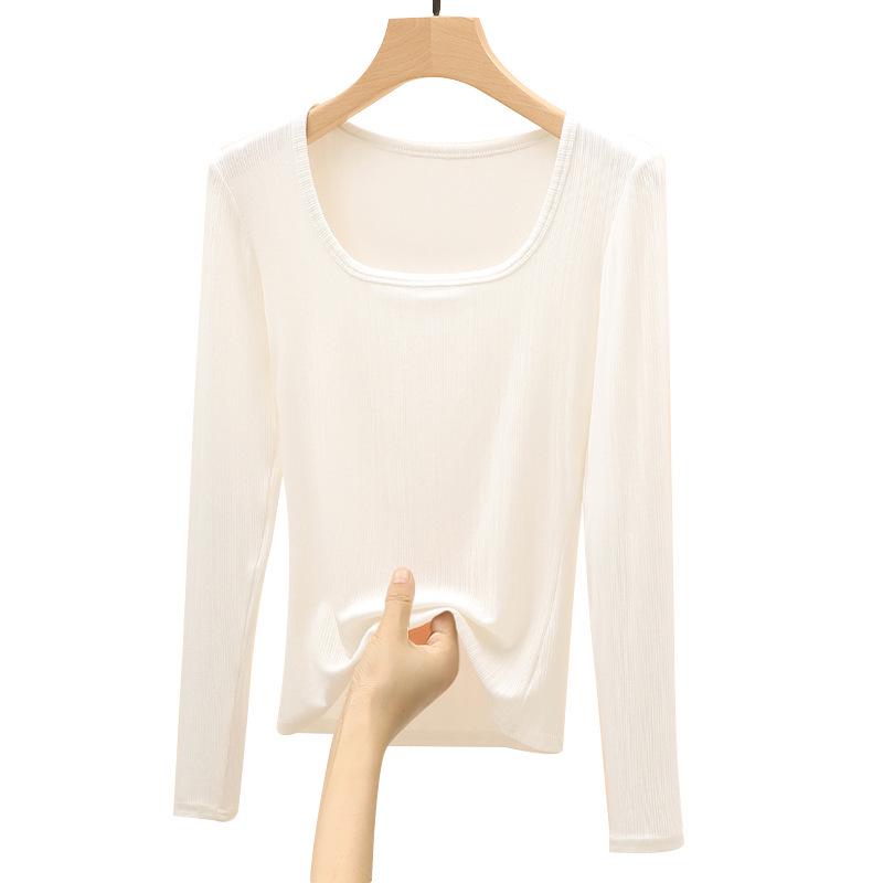 Women's Slim Fit U-Neck Long Sleeve T-Shirt - Spring Style