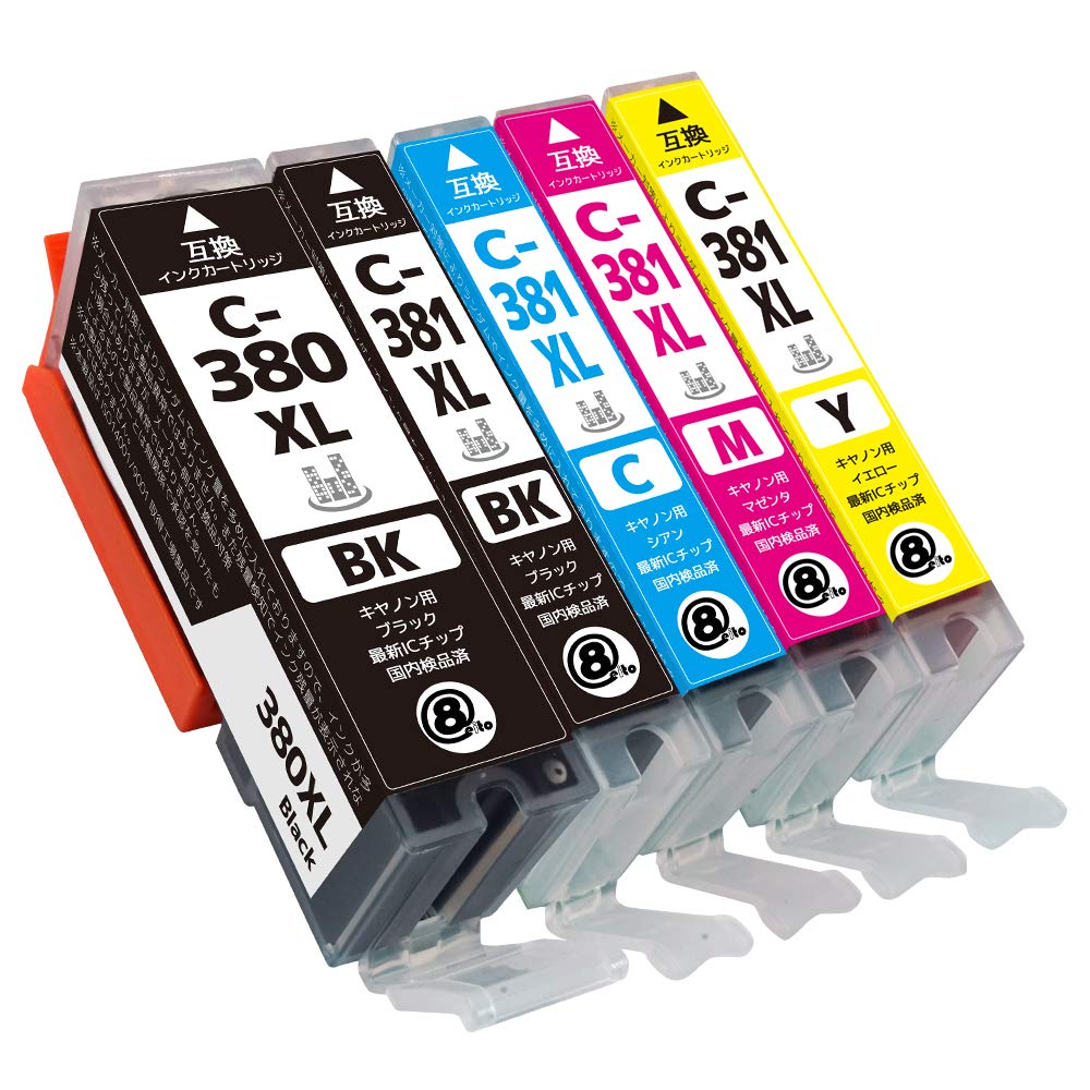 

Ink Cartridges for All New Compatible Ink Cartridges for Canon with Latest IC Chip BCI-381XL+380XL/5MP [High-Yield Colors] BCI-381XL (BK/C/M/Y) +