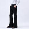 Men's Stretch Flare Trousers – Slim Fit Bootcut Design, Business Casual Style, Black, with Belt & Pockets, Comfortable All-Day Wear