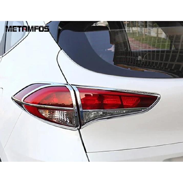 Rear Light Lamp Cover Trim For Hyundai Tucson 2015-2017 2018 Chrome Taillight Frame Taillamp Protector Accessories Car Styling
