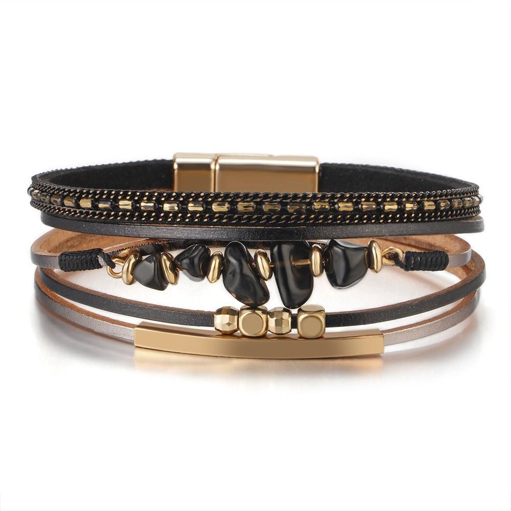 

Bohemian Handwoven Leather Bracelet One Size чёрный
