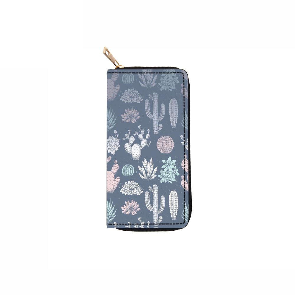 New cactus ethnic style long zipper wallet, clutch bag wallet proofing