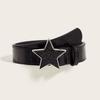 Style Punk Pu Leather Belt With Star Decor And Snap Fastener For Adults Teens