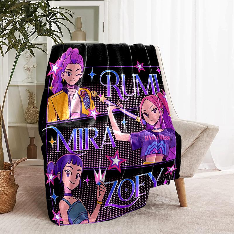 1pc Blanket Kpop Hunter5 Print Design, Lightweight Blanket for Sofa, Bed- Soft &Warm, Gift for All Seasons like Christmas, Halloween
