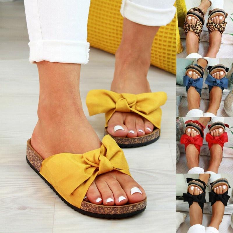 Women Flatform Bow Slides With Breathable Design For Summer Comfort**