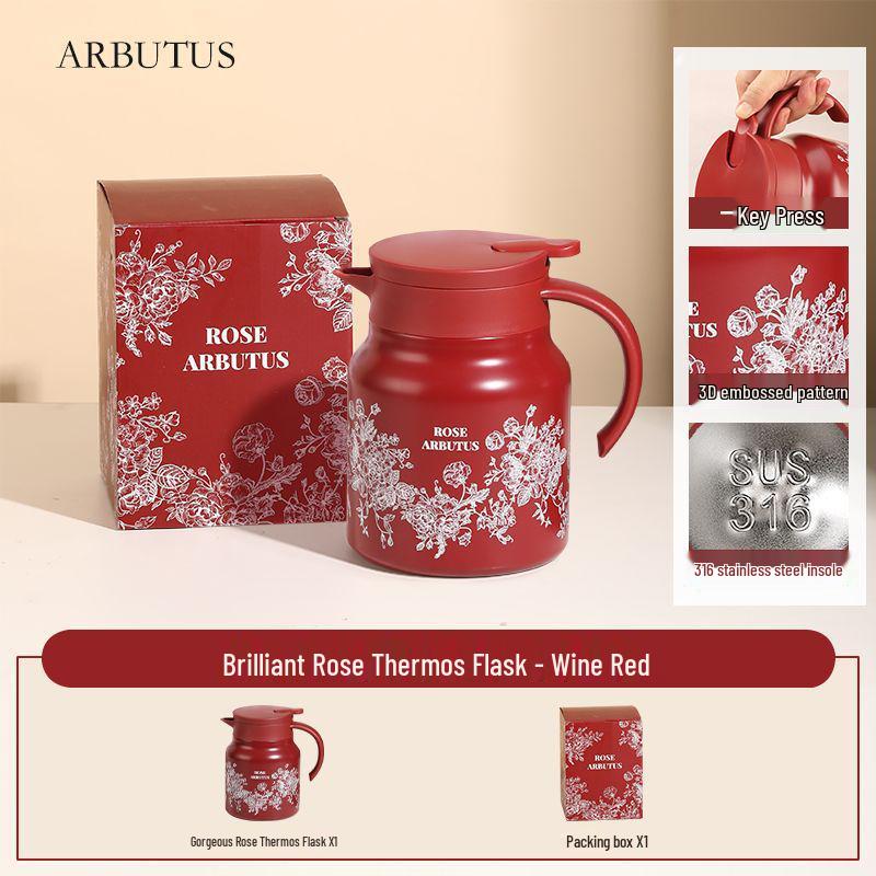 Gorgeous Rose Red Thermos Flask Set - 2026 Wedding Gift: A Pair of Elegant Hot Water Bottles