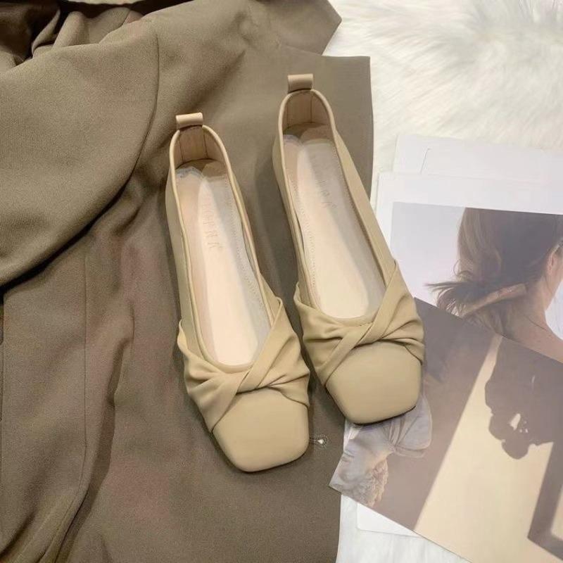 

Single-shoe Women s Flat Versatile Women s Shoes Bean Shoes 40 бежевий