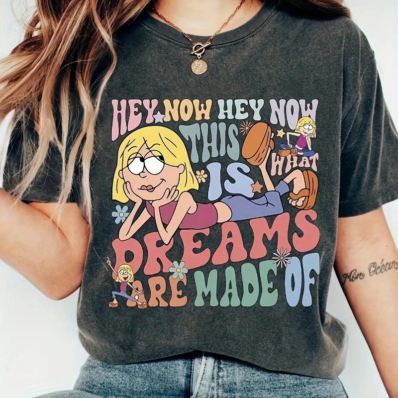 Disney Lizzie McGuire Retro Pattern Women s T-shirt Summer New Men s and Women s Casual Fashion Street Wear XL