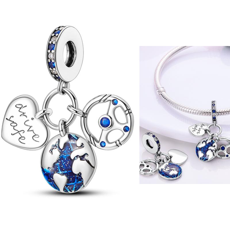 Copper Paris Tower Pyramid Travel Country Flag Charm Fit Original Bracelet Necklace Beads Pendant Women Diy Jewelry