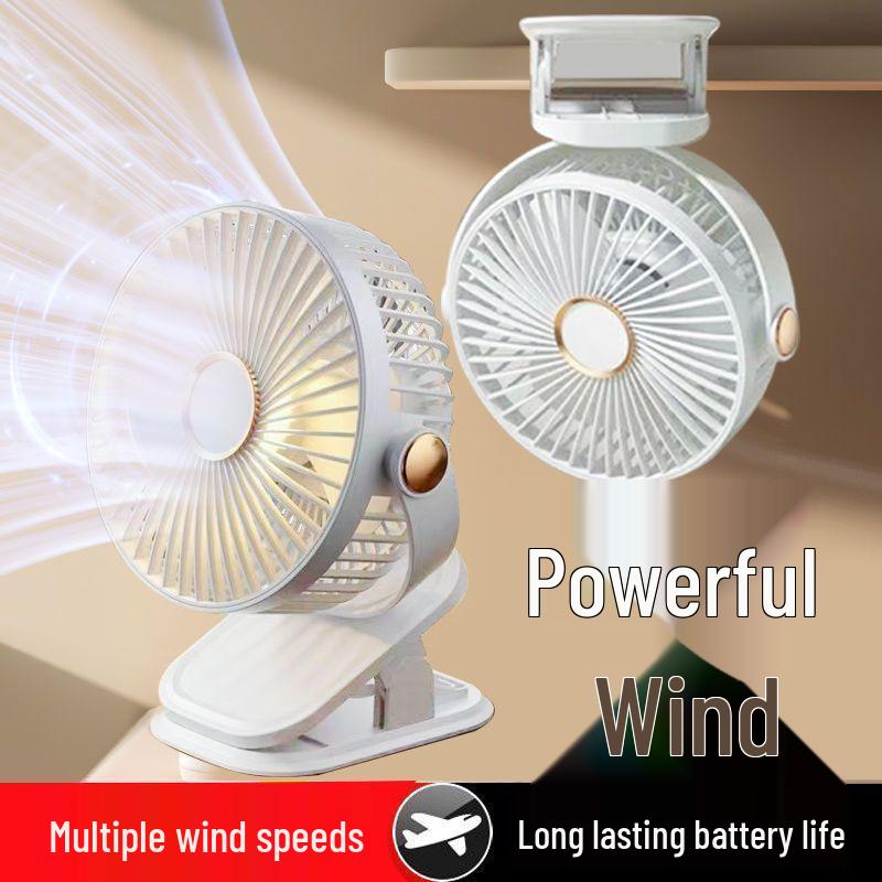 Five-Speed USB Rechargeable Silent Clip Fan for Bedroom, Desk, or Dorm