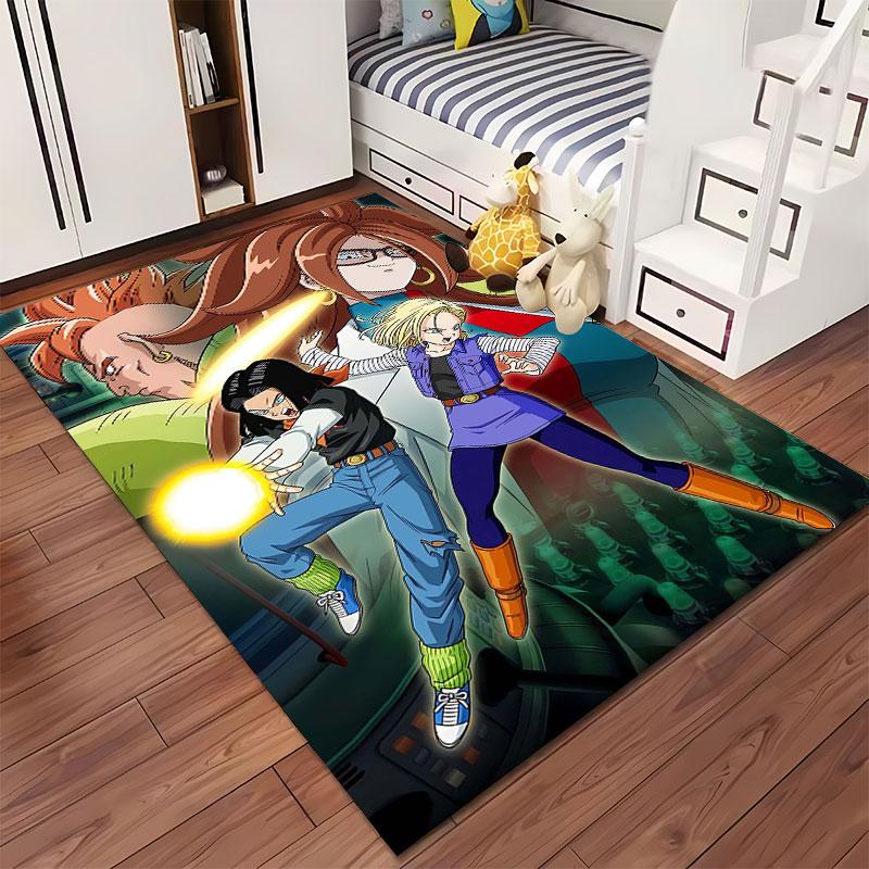 Anime Style Battle Scene Carpet suitable as a non-slip mat for the living room or bedroom sofa