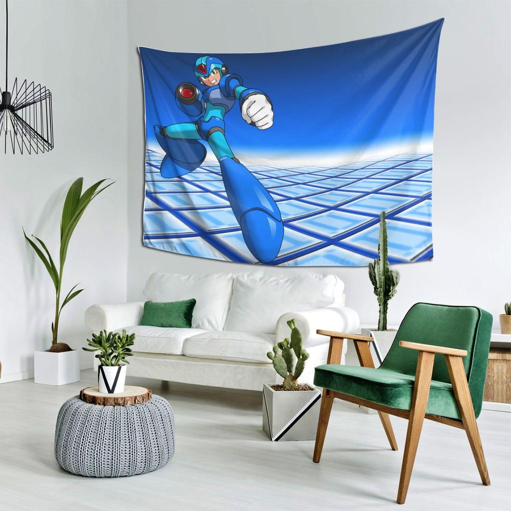 Megaman Videospiel Mega Man Wandteppich Dekoration Kunst Ästhetische Wandteppiche für Wohnzimmer Schlafzimmer Zuhause Wandtuch Wandbehang