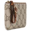 Gucci GG Emblem brand logo print leather key bag regular women's beige and dark brown